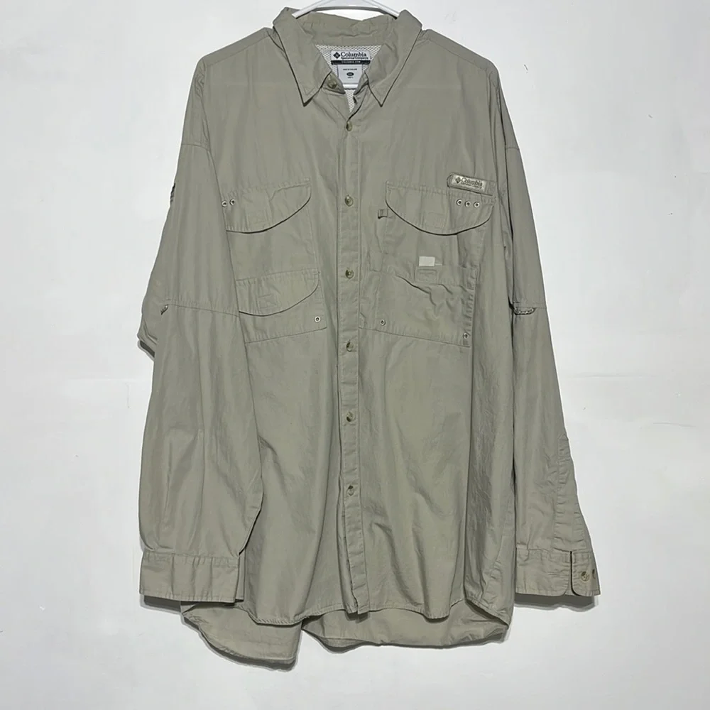 Columbia PPG Tan Beige Long Sleeve Button Down Fishing Shirt Size XXL - Picture 1 of 12